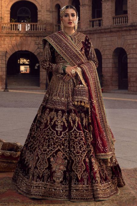 Maroon bridal lehenga choli pakistani wedding dress