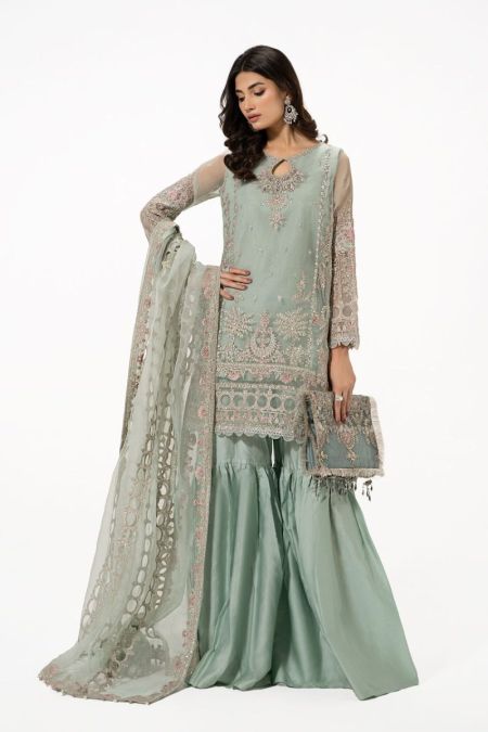 Luxury wedding guest suit pakistani gharara dress mint green