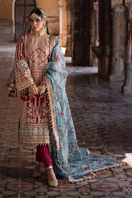 Red pakistani designer wedding dress salwar kameez style outfit guest bibi lal