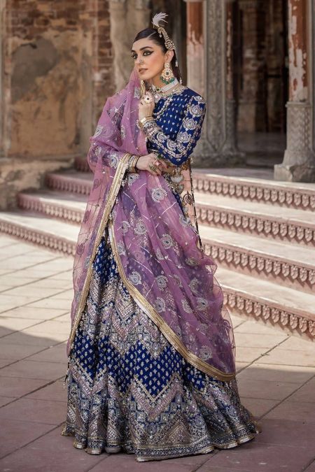 Blue bridal Lehenga choli Pakistani wear dress shahtaj