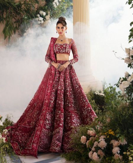 Red Bridal lehenga choli Pakistani bridal dress joie de vivre