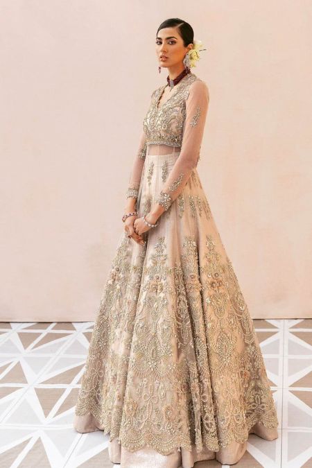 Pakistani bridal dress maxi lehenga style Gold Elara