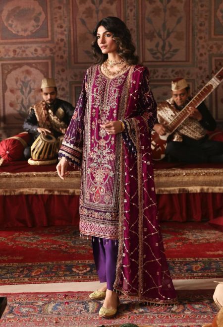 Purple Mehndi Dress Pakistani Wedding salwar kameez luxury outfit GH01