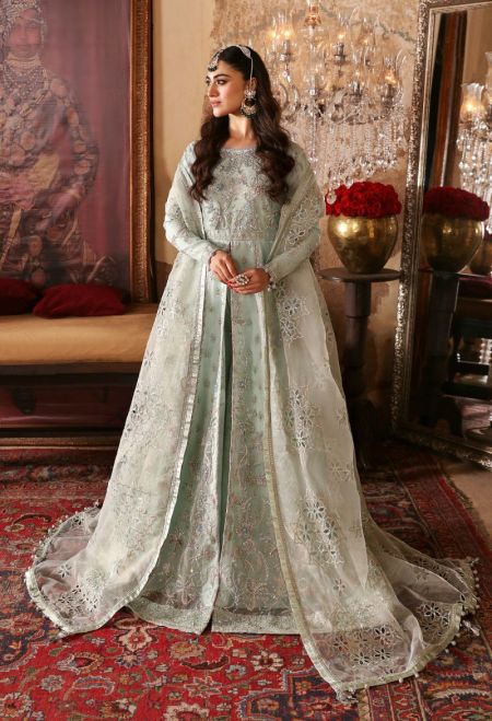 Latest Pakistani Wedding Dress Gown style front open GH03