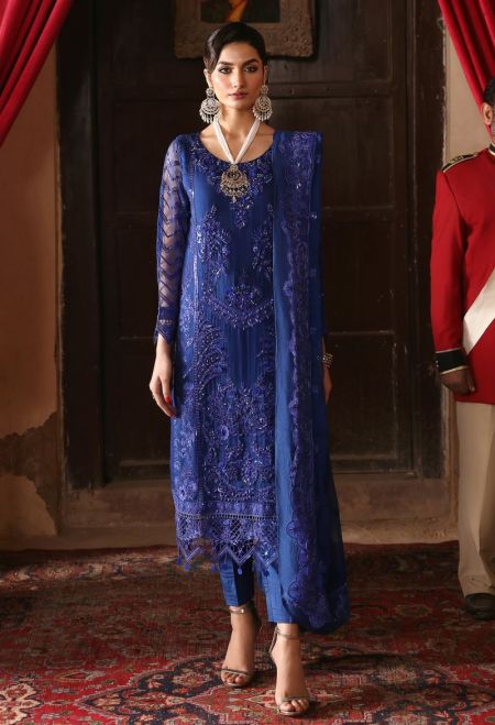 Blue Pakistani Wedding Dress trouser style luxury formal GH04