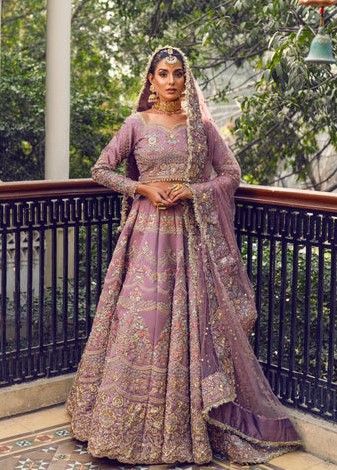 Lavender Lehenga Choli Pakistani Bridal Dress Rabita