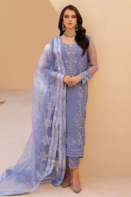 Pakistani Party Wear Dress Luxury Embroidered Salwar Kameez Trouser Style Fabia