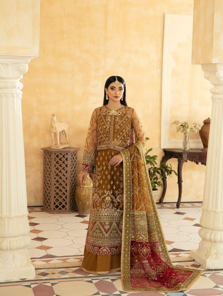 Sandal embroidery long kameez for Pakistani wedding wear dress